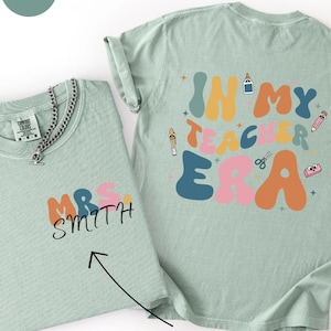 Personalized Teacher Era Sweatshirt: Custom Name, Retro Rainbow Design