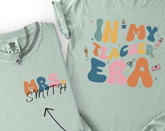 Personalisiertes Lehrer-Ära-Sweatshirt: Benutzerdefinierter Name, Retro Regenbogen-Design