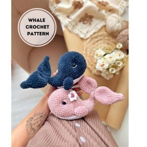 Whale Crochet Pattern - Wesley the Whale Pattern - PDF in US and UK Terms - Whale Toy Crochet Pattern, Quick and Easy Plushie Stuffed Animal