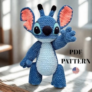 Blue monster crochet pattern, Cartoon movie inspired, Blue Alien pattern crochet, DIY amigurumi toy, English pdf, Blue Alien  amigurumi, Pdf