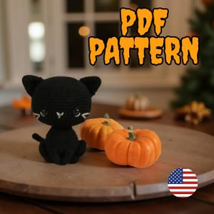 Gothic Halloween Cat Crochet Pattern, Cute Black Cat Amigurumi , Kawaii Spooky Crochet Toy, Beginner Friendly PDF Tutorial, Cat Lovers Gift