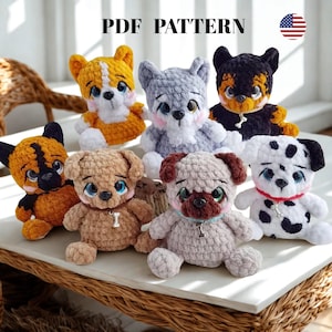 Crochet small dog PATTERN bundle 5 in 1 : husky pug labrador dalmatian corgi | PDF crochet pattern |  Amigurumi PDF pattern | Crochet toy