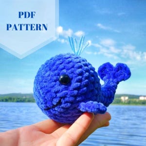 No Sew Whale Crochet Pattern, Crochet Blue Whale Amigurumi Pattern, Quick and Easy Plushie Stuffed Animal, Instant Digital download PDF