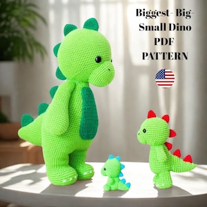 3 in 1  Dinosaur Crochet Pattern, Biggest Dinosaur/Dragon Crochet Pattern, Big Dinosaur Crochet Pattern, Baby Dinosaur Crochet Pattern, Pdf