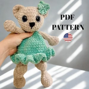 Crochet Bear Snuggler Pattern, Crochet Bear, Bear Lovey Tutorial, Crochet pattern for a sleeping toy bear, Bear snuggler Crochet Pattern Pdf