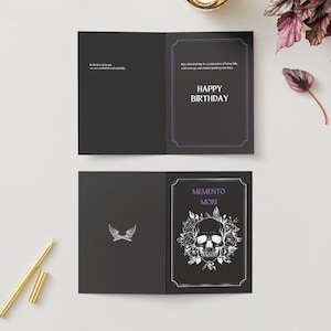 Memento Mori Geburtstagskarte - Stoischer Digitaldruck - Grußkarte zum Geburtstag - Gothic Klappkarte - druckfertiges pdf und Canva Template