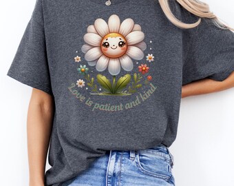 Love Is Kind T-Shirt – Smiling Daisy Graphic, Unisex Cotton Tee