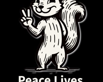 Unisex Graphic T-Shirt — Peace Lives Squirrel, Vintage Positive Vibes Tee, Animal Lover Gift, Calm Mindfulness Shirt