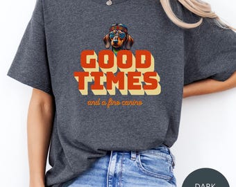 Camiseta con diseño de perro salchicha – Diseño hippie retro de buenos tiempos
