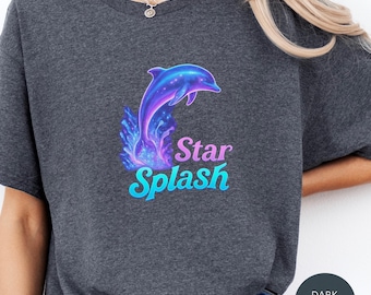 Cosmic Dolphin Shirt – Star Splash Ocean Graphic Tee