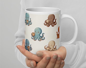 Ceramic Octopus Coffee Mug Pattern for Calm Mornings