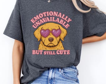 Camiseta con estampado de perro – Diseño con frase para introvertidos: “Emocionalmente inaccesible”