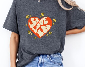 Retro Heart Shirt – “Let Love In” 70s Bubble Letter Graphic