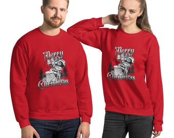 Christmas Crewneck Sweatshirt – Santa and Reindeer Chimney Design