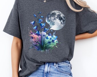 Florales Shirt - Bluebell und Mondlicht Botanische Kunst Design