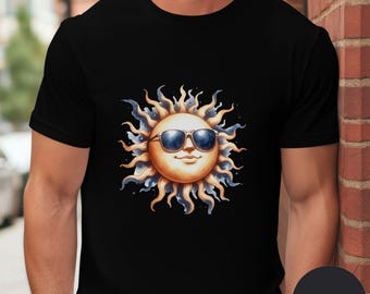 Celestial Sun T-Shirt – Retro Cosmic Chill Vibes Design