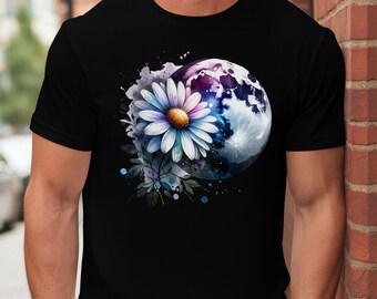 Moonlight Daisy Graphic T-Shirt – Unisex Floral Nature Tee