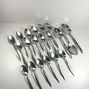 Vintage Embossed Flatware, Rose Scroll Pattern, 20 Piece Partial Set, Utica Cut Co. Stainless Steel