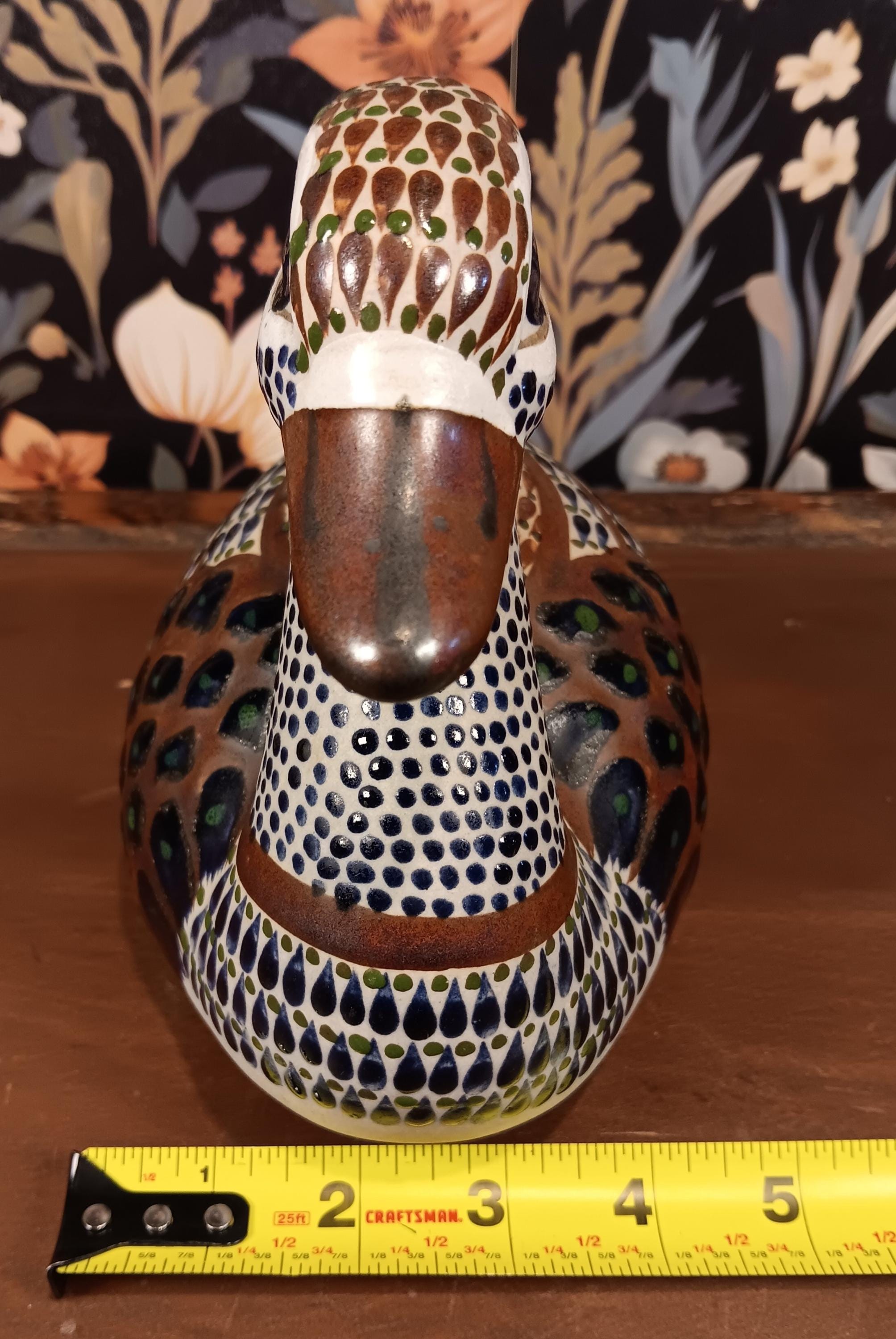 Vintage Hand Painted Santana Tonala Mexican Pottery Duck