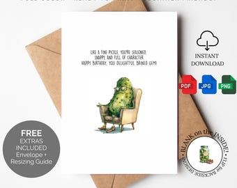 Lustige Geburtstagskarte Digitaler Download Gurke Gewürztee Charakter Feine Gürkchen Salzgesalzener Edelstein Schrulliges Essen Wortspiel Karte Druckbare Karte Geschenk Niedlich