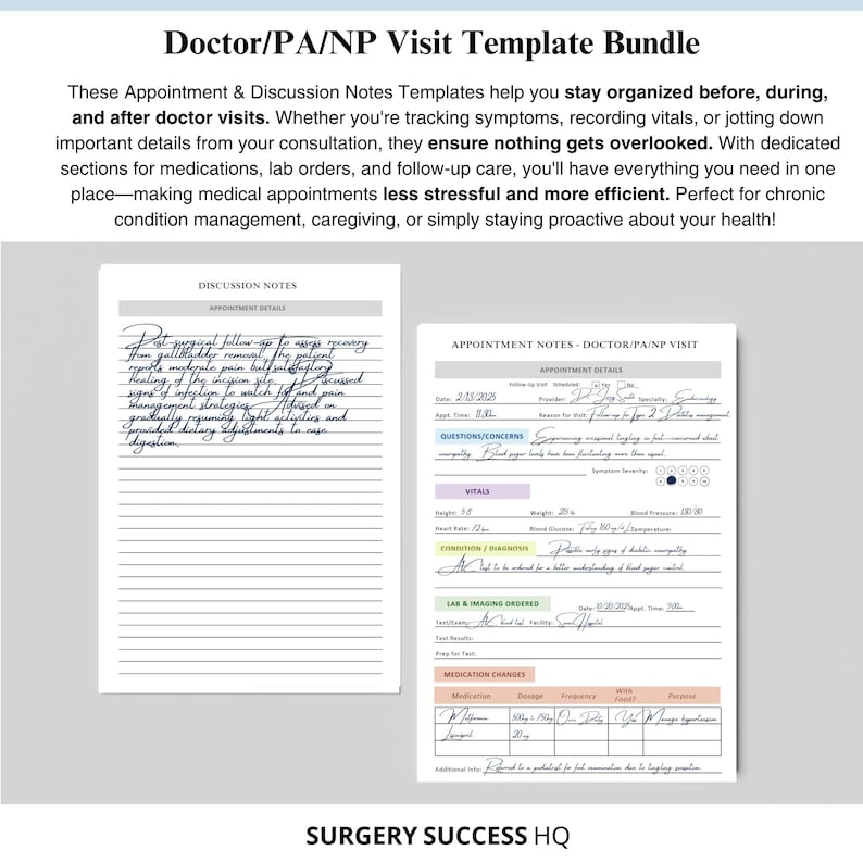 Doctor Visit Template, Health Record Log, Doctor Appointment Tracker ...