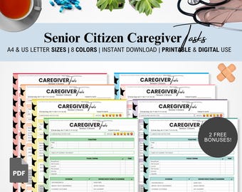 Caregiver Tasks Printable Caregiver Checklist PDF Daily Caregiver Notes Caregiving Journal Elderly Care Senior Care Plan Home