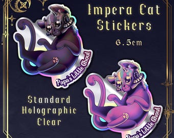 Vinyl Impera Ghoul Katzenaufkleber - Geist (Schwarz und Rosa) Holographisch, Klar oder Standard - Wasserdicht