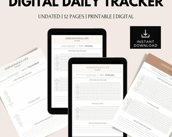 Digital Tracker Undated, iPad & Android Planner, GoodNotes Planner, Digital Calendar, Daily, Monthly Journal, 2024 2025 iPad Planner