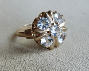 vintage ring 10k yellow gold white sapphire ring vintage 10k gold sapphire ring fine 10k gemstone ring vintage sapphire gold ring