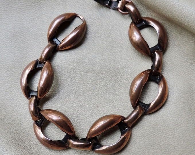 Vintage Bracelet Midcentury Modern Copper Link Chain Bracelet Rebajes