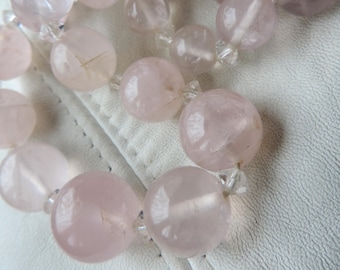 antique necklace rose quartz necklace rose quartz necklace sterling clasp big round stone bead quartz necklace