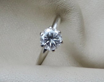 vintage engagement ring 14k solitare 14k white gold palladium ring vintage 14k gold moissanite solitaire ring 14k solitaire engagement ring