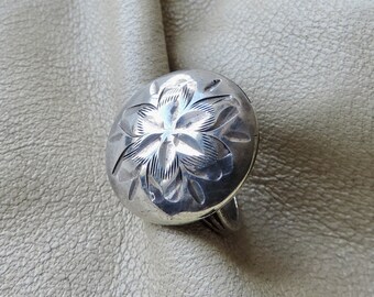 vintage sterling silver ring handmade vintage 925 ring stamped sterling ring sterling floral pinky ring etched sterling ring unisex 925 ring