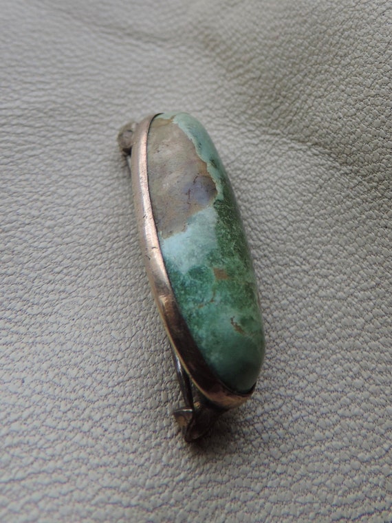 antique stone pin antique 14k gold green turquoise antique pin unusual stone pin antique turquoise 14k pin stone brooch