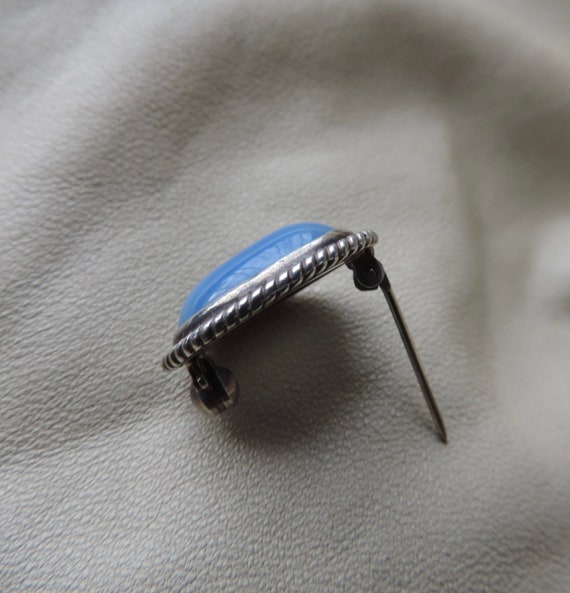 vintage pin sterling silver blue agate pin small … - image 3