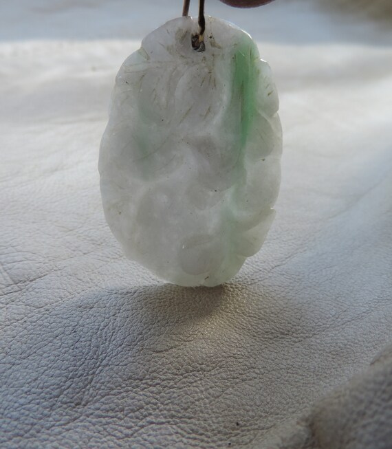 antique carved jade pendant authentic jade 14k ba… - image 9