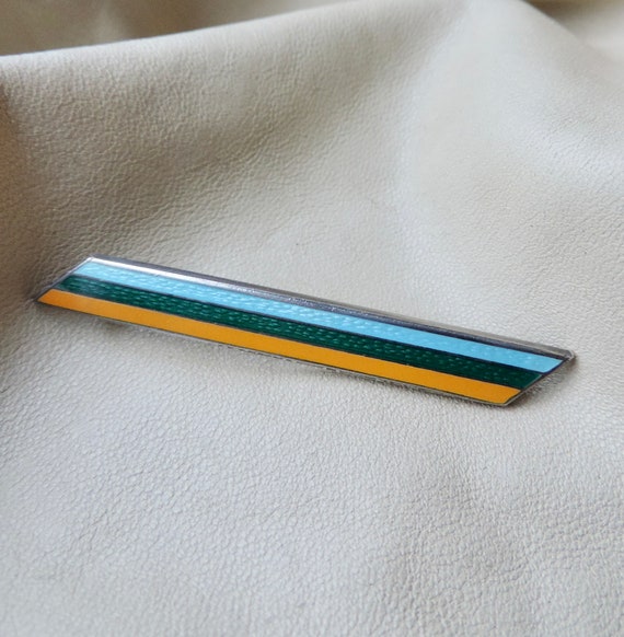 vintage sterling silver enamel bar pin 950 silver 