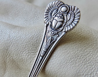 antique spoon egyptian scarab spoon silver small scarab beetle spoon insect themed antique spoon egyptian revival silver spoon