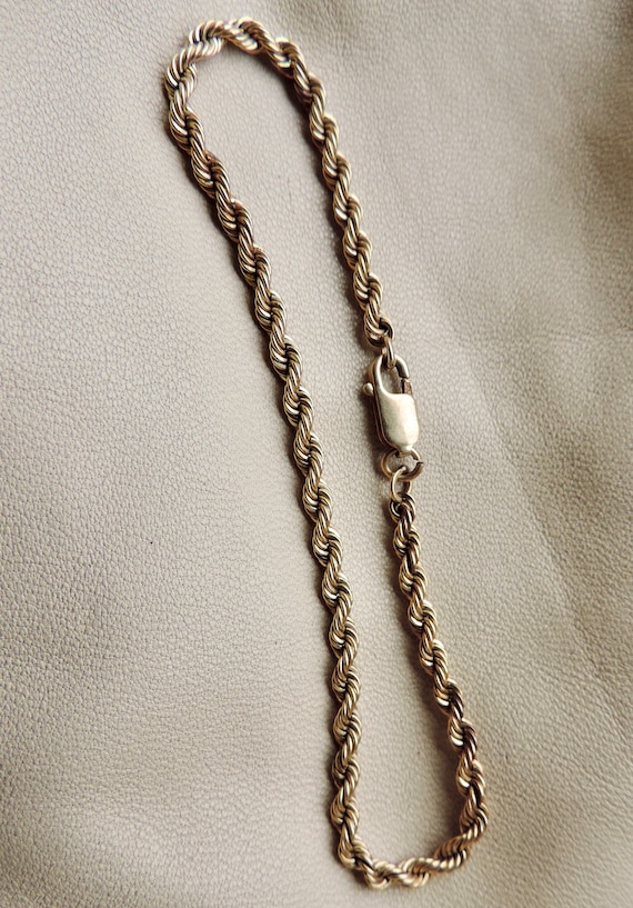 vintage gold rope bracelet 14k gold rope twist ch… - image 8