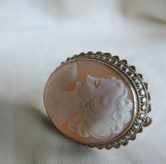 vintage cameo hand carved shell cameo pin pendant… - image 6