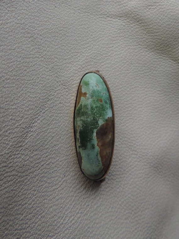 antique stone pin antique 14k gold green turquois… - image 6