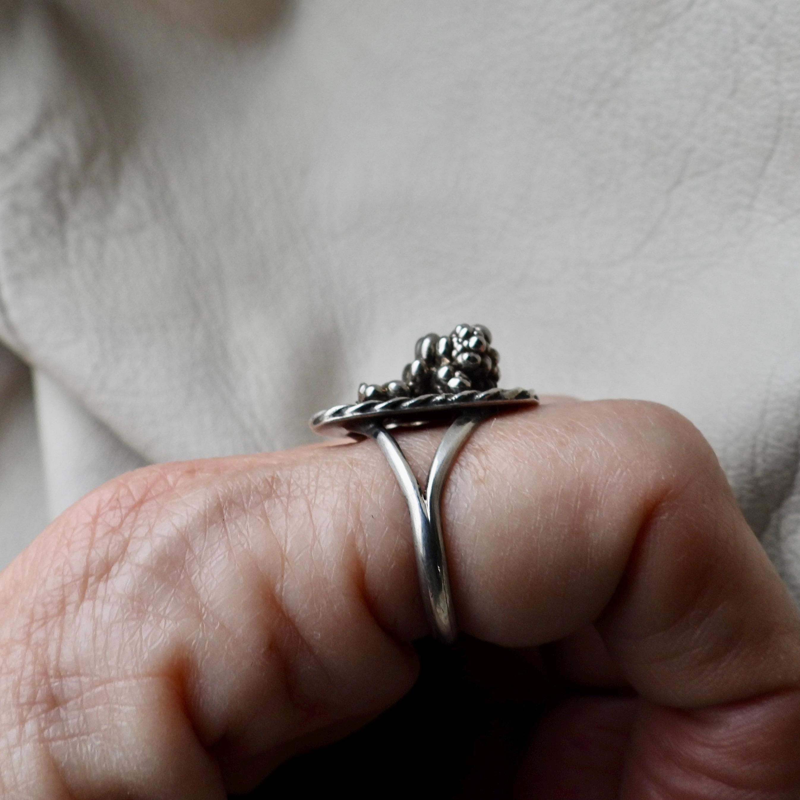 Vintage Sterling Silver High Profile Ring Floral 925 Unique Ring - Etsy
