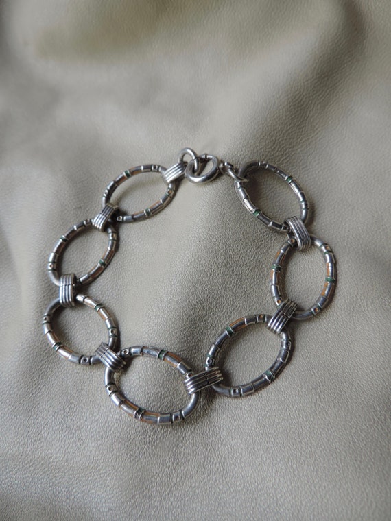 antique bracelet sterling silver chain bracelet u… - image 1