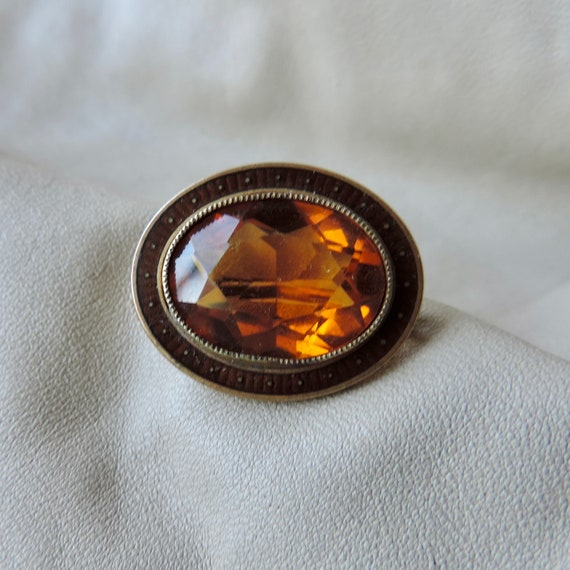 vintage pin brass glass enamel pin antique brass … - image 2