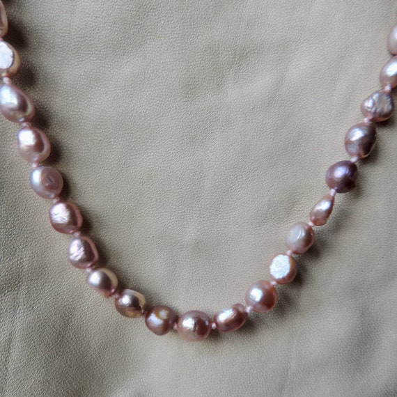 vintage keshi pearl necklace pink rainbow keshi p… - image 4