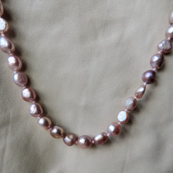Vintage Keshi Pearl Necklace: Pink Lavender, 18KP Gol - Gem