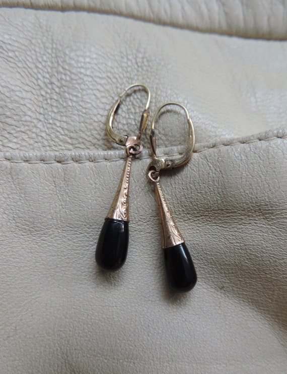antique earrings black gold drop earrings 14k pier