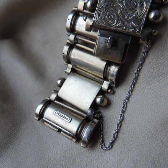 antique sterling silver bracelet wide sterling pa… - image 9
