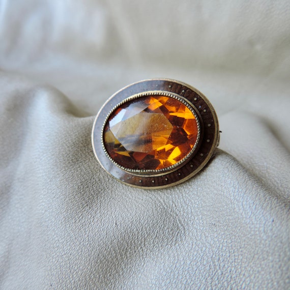 vintage pin brass glass enamel pin antique brass … - image 7