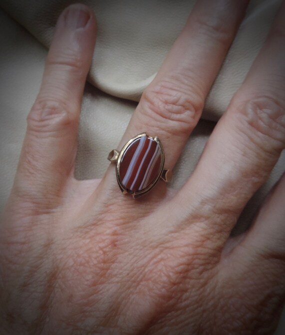 antique ring antique gold ring striped agate ring 10k gold ring antique 10k gold agate ring estate ring victorian ring View 6